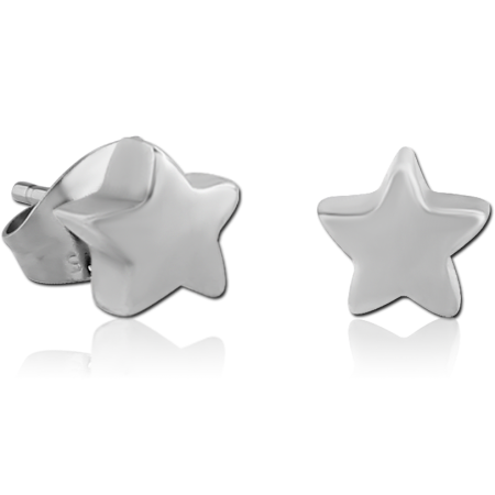 316L SURGICAL STEEL STUD EARRINGS DOMED STAR PAIR