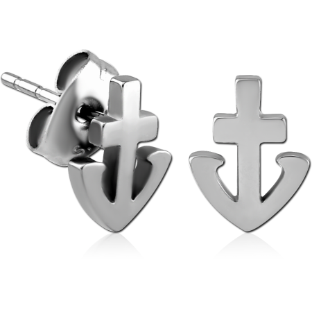 316L SURGICAL STEEL STUD EARRINGS ANCHOR PAIR