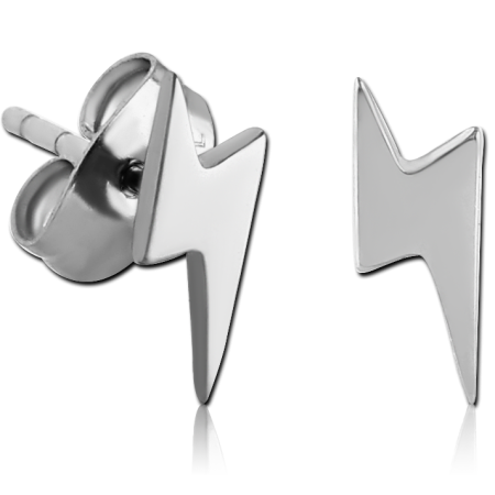 316L SURGICAL STEEL STUD EARRINGS THUNDERBOLT SILHOUETTE PAIR