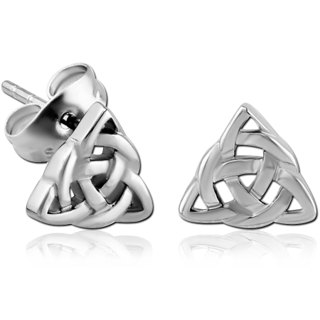 316L SURGICAL STEEL STUD EARRINGS CELTIC TRIQUETRA KNOT DESIGN POLISHED FINISH