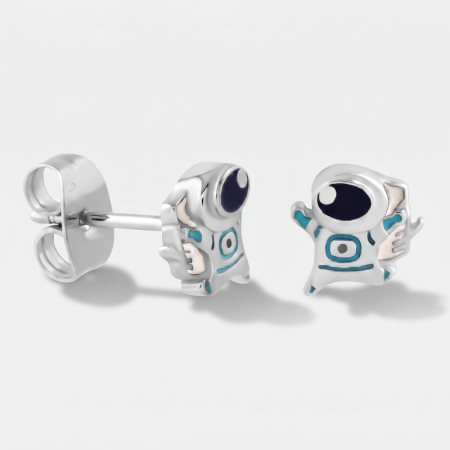 316L SURGICAL STEEL STUD EARRINGS ASTRONAUT CARTOON FIGURE DESIGN PAIR