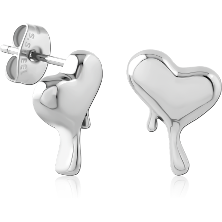 316L SURGICAL STEEL STUD EARRINGS DRIPPING HEART SHAPE DESIGN