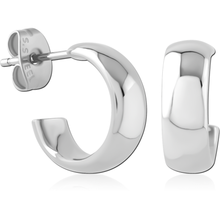 316L SURGICAL STEEL STUD EARRINGS THICK HALF HOOP DESIGN