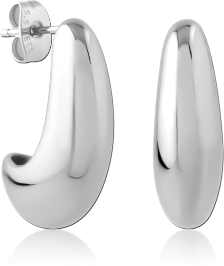 316L SURGICAL STEEL STUD EARRINGS SCULPTURAL CURVE DESIGN