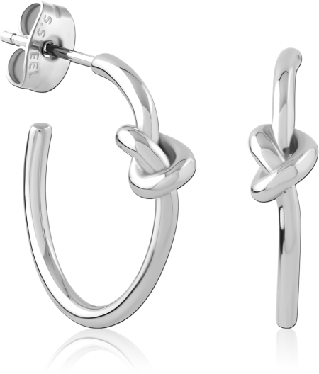 316L SURGICAL STEEL HOOP EARRINGS WITH KNOT ACCENT DESIGN