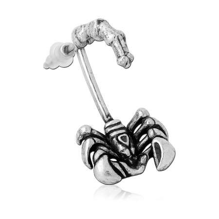 SURGICAL STEEL STUD EARRINGS SCORPION DESIGN WITH CURVED TAIL DETAILING