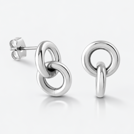316L SURGICAL STEEL STUD EARRINGS INTERLOCKING DOUBLE HOOP