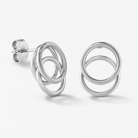 316L SURGICAL STEEL STUD EARRINGS OVERLAPPING DOUBLE HOOP