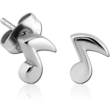 SURGICAL STEEL EAR STUDS PAIR - MUSIC NOTE