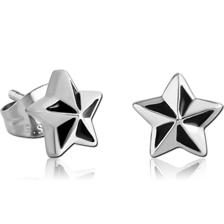 SURGICAL STEEL EAR STUD PAIR - NAUTICAL STAR