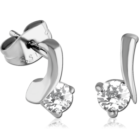 SURGICAL STEEL JEWELED EAR STUDS PAIR - DELICATE