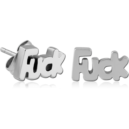 SURGICAL STEEL EAR STUDS PAIR - FUCK