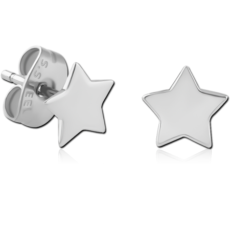SURGICAL STEEL EAR STUDS PAIR - STAR FLAT