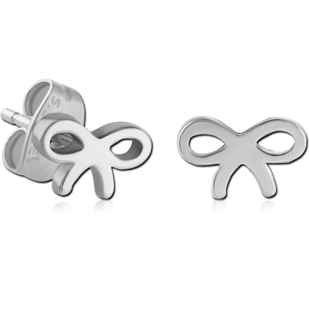 316L SURGICAL STEEL STUD EARRINGS OPEN BOW OUTLINE CUTOUT POLISHED FINISH