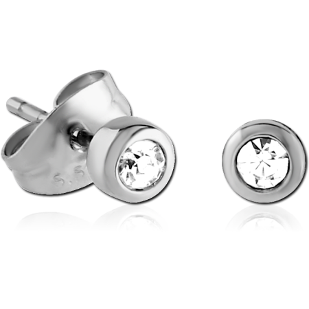 SURGICAL STEEL JEWELED EAR STUD PAIR