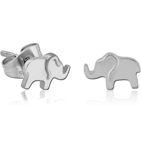 316L SURGICAL STEEL EAR STUDS PAIR - ELEPHANT