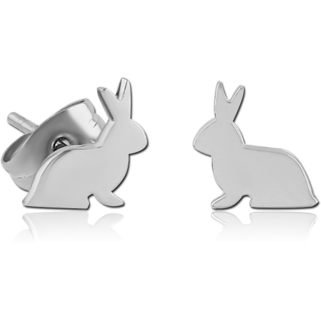 SURGICAL STEEL EAR STUDS PAIR - RABBIT