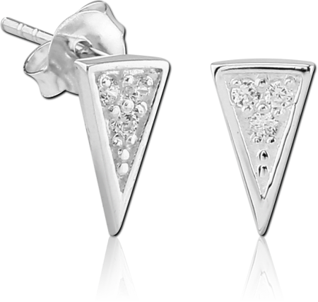 316L SURGICAL STEEL JEWELED EAR STUDS PAIR - TRIANGLE