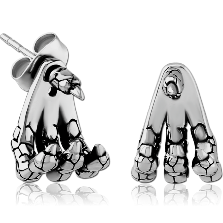 SURGICAL STEEL BACK EARRINGS WITH STUD PAIR - CLAW