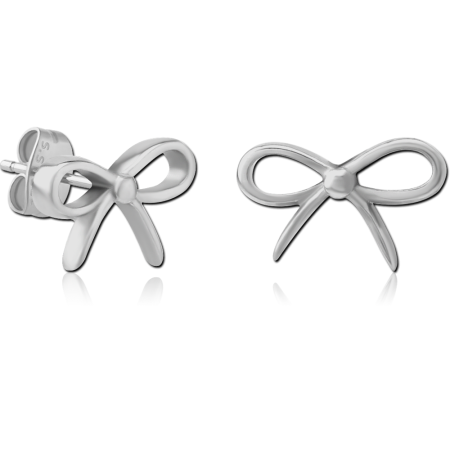 316L SURGICAL STEEL STUD EARRINGS POLISHED OPEN BOW OUTLINE DESIGN
