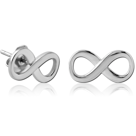 316L SURGICAL STEEL STUD EARRINGS POLISHED INFINITY SYMBOL OUTLINE DESIGN