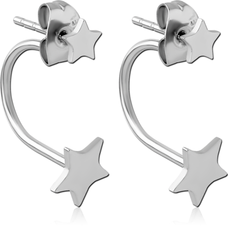 SURGICAL STEEL BACK EARRINGS - BIG AND SMALL STAR