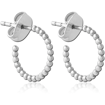 316L SURGICAL STEEL EAR STUDS PAIR BEADED BALL HALF HOOP DESIGN