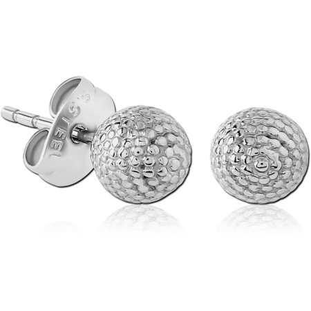 316L SURGICAL STEEL EAR STUDS HAMMERED TEXTURE BALL DOME DESIGN PAIR