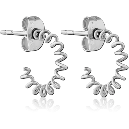 316L SURGICAL STEEL EAR STUDS WAVY SPIRAL COIL HOOP DESIGN PAIR