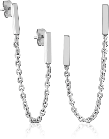 316L SURGICAL STEEL EAR STUDS WITH CHAIN