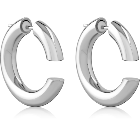 316L SURGICAL STEEL STUD EARRINGS WIDE POLISHED CHUNKY HUGGIE STYLE PAIR