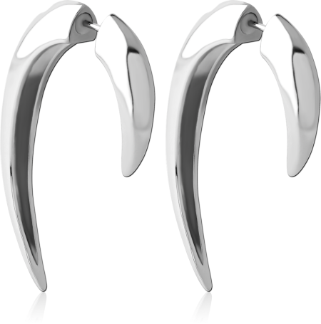 316L SURGICAL STEEL STUD EARRINGS FAUX TAPER TALON CURVED DESIGN PAIR