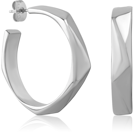 316L SURGICAL STEEL STUD EARRINGS FACETED GEOMETRIC SHAPE POLISHED FINISH DESIGN HUGGIE STYLE PAIR