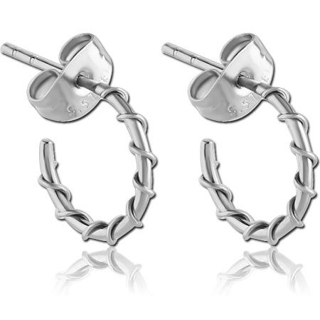 SURGICAL STEEL EAR STUDS PAIR - WIRE ON HOOP