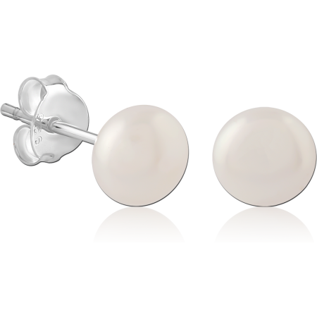 STERLING SILVER 925 STUD EARRINGS CLASSIC WHITE PEARL