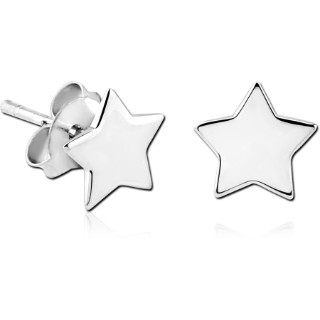 STERLING SILVER 925 EAR STUDS PAIR - 2D STAR