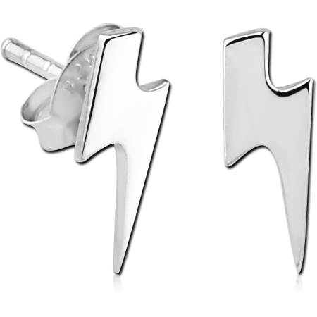 STERLING SILVER 925 EAR STUDS PAIR - LIGHTNING