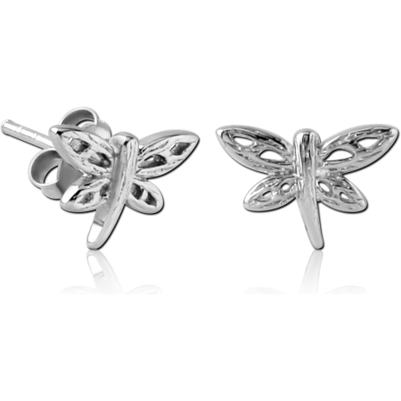 STERLING SILVER 925 EAR STUDS PAIR - DRAGONFLY