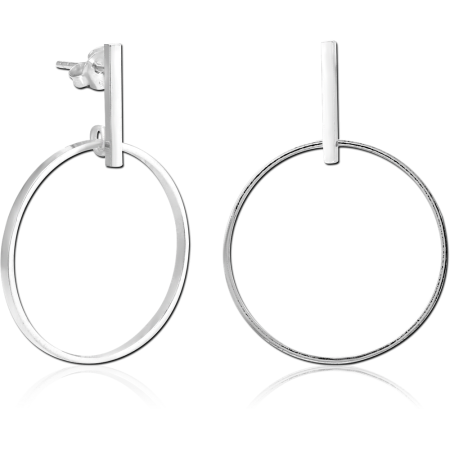 STERLING SILVER 925 STUD EARRINGS LARGE HOOP DROP MINIMAL BAR TOP