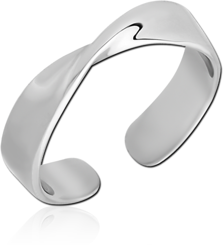 316L SURGICAL STEEL TOE RING OPEN WRAP WAVE DESIGN POLISHED FINISH