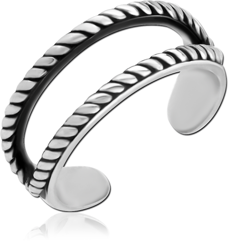 SURGICAL STEEL TOE RING - TWO ROPE LINES