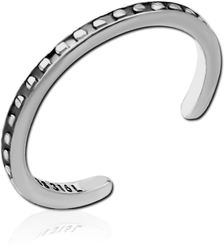 316L SURGICAL STEEL TOE RING BEADED EDGE OPEN BAND POLISHED