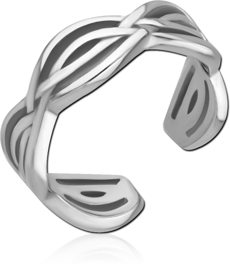 316L SURGICAL STEEL TOE RING WOVEN BRAID OPEN ADJUSTABLE BAND