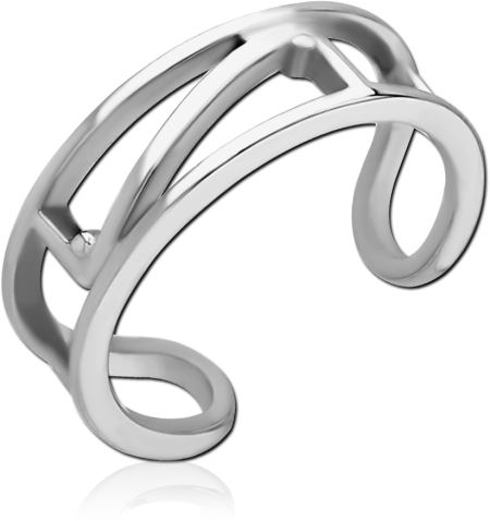 316L SURGICAL STEEL TOE RING OPENWORK GEOMETRIC CROSSOVER BAND POLISHED