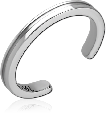 316L SURGICAL STEEL TOE RING DOUBLE GROOVE CENTER BAND POLISHED