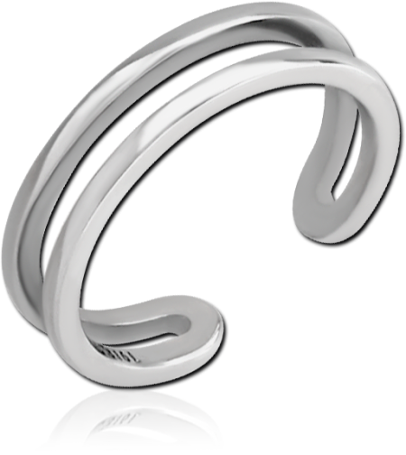 316L SURGICAL STEEL TOE RING DOUBLE BAND OPEN WRAP STYLE POLISHED