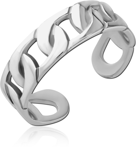 316L SURGICAL STEEL TOE RING LEAF LINK OPENWORK BAND POLISHED