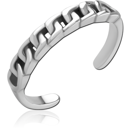 316L SURGICAL STEEL TOE RING CHAIN LINK PATTERN OPEN BAND POLISHED