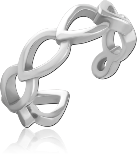 316L SURGICAL STEEL TOE RING OPEN LEAF LINK DESIGN ADJUSTABLE BAND
