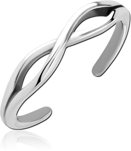 316L SURGICAL STEEL TOE RING CROSSOVER INFINITY TWIST DESIGN ADJUSTABLE BAND